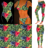 Virágmintás fürdőruha anyag - GREEN.